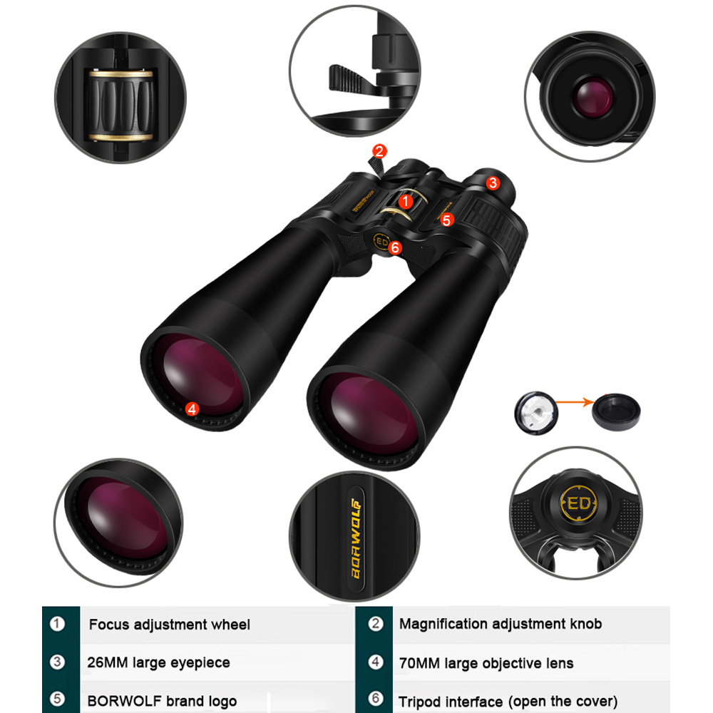 BORWOLF 25-75X70 ED Alto Ampli - National Geographic Telescope 70Mm avaliação e preço